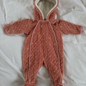Nordstrom Quilted Coral Hooded Baby Footie
